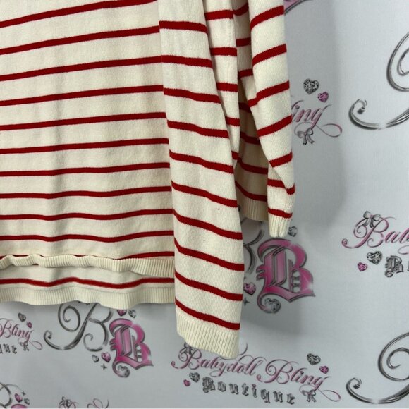 H&M sweater long sleeves stripes nautical Red and White Striped Blouse - Picture 4 of 7